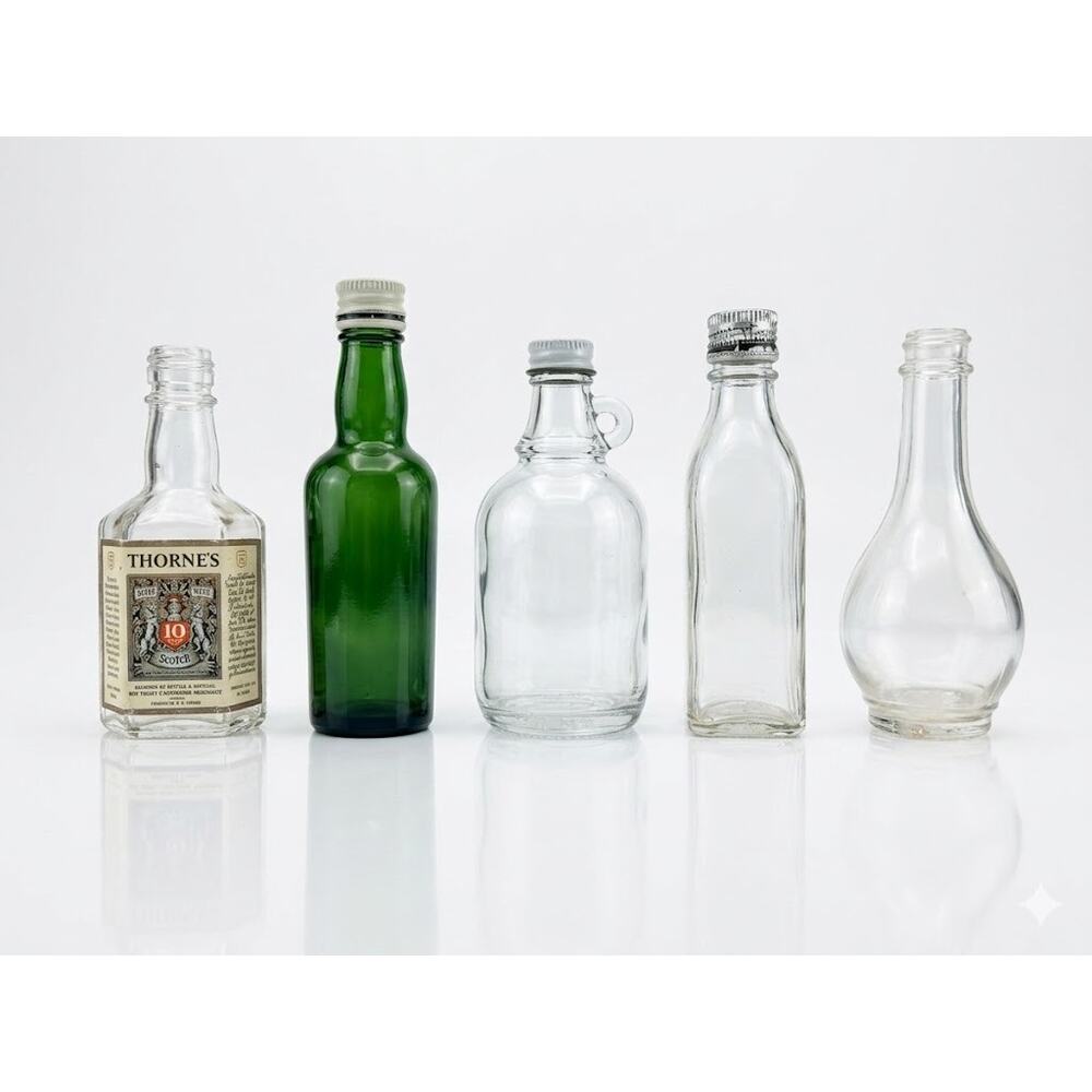 Vintage Barware Collection – 5 Tiny Apothecary-Style Glass Bottles